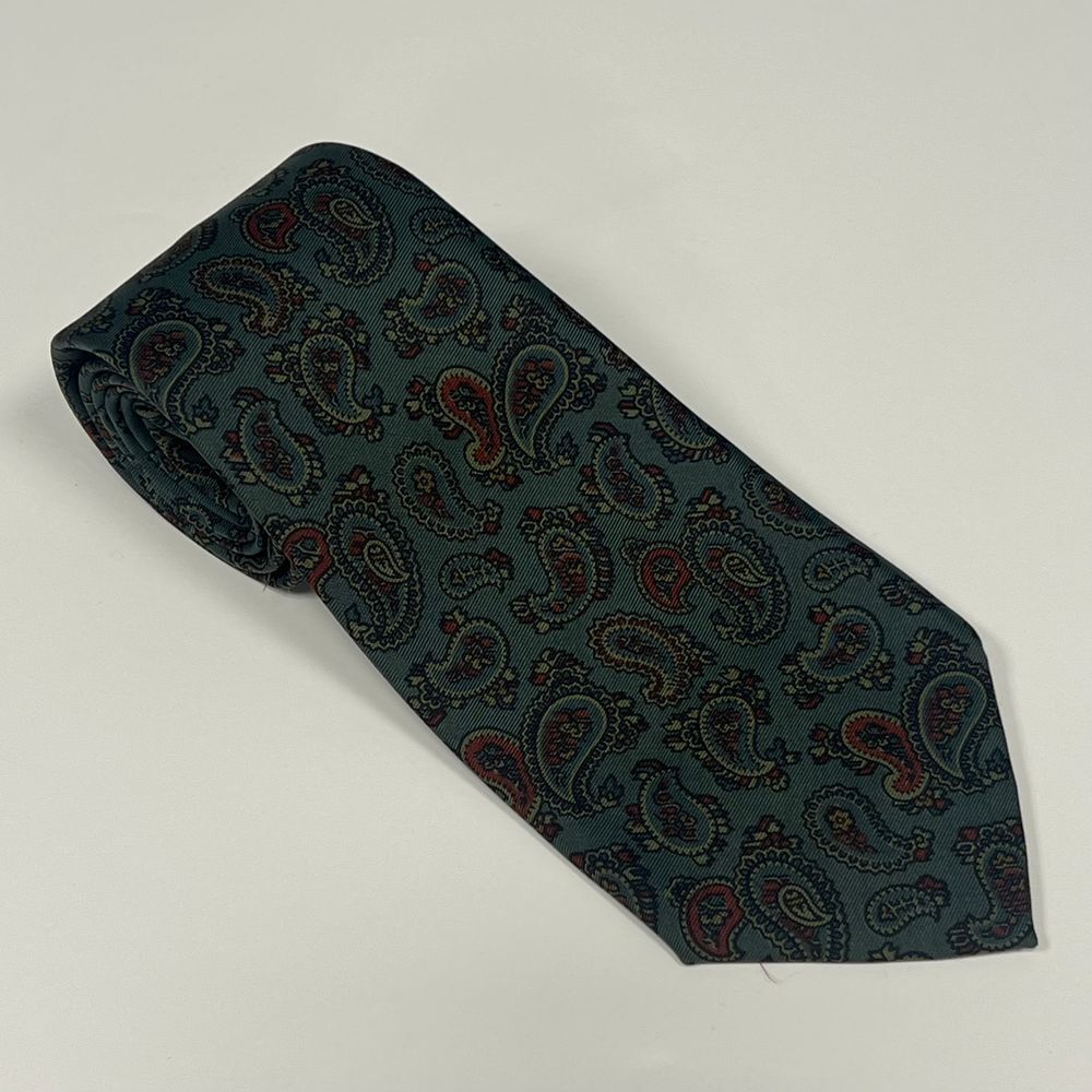 Vintage Ermenegildo Zegna Green Paisley Silk Tie Luxury 3.5" Made in Italy 56"